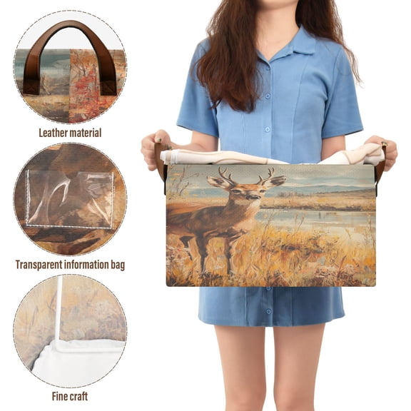 BZSMCE Collapsible Fabric Cube Storage Bins Mule Deer Stand by Lake Design Pattern Storage Box