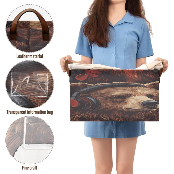 BZSMCE Collapsible Fabric Cube Storage Bins Music Bear Design Pattern Storage Box