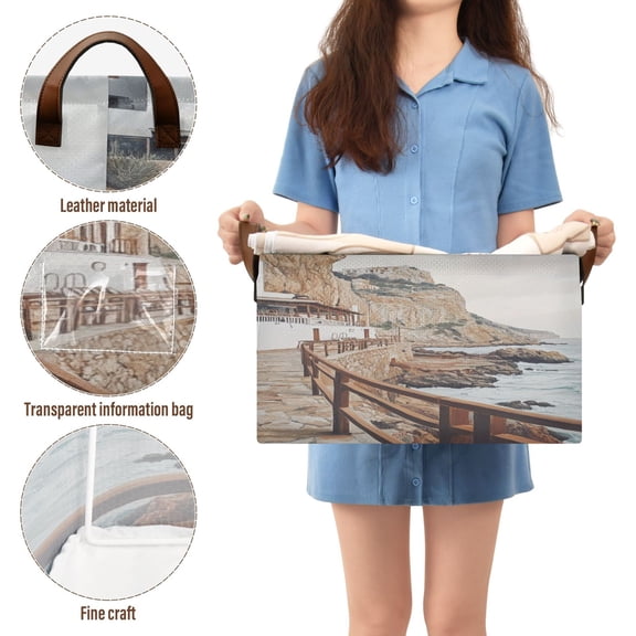 BZSMCE Collapsible Fabric Cube Storage Bins Natural Rocky Coast Painting Design Pattern Storage Box