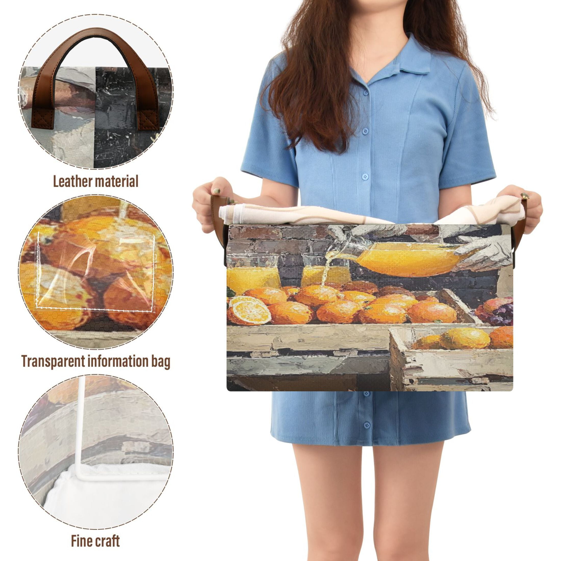 BZSMCE Collapsible Fabric Cube Storage Bins Orange Juice Into The Fruit