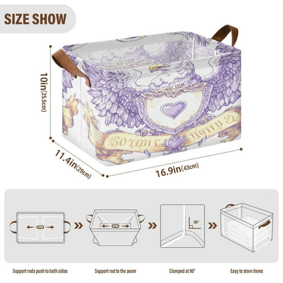BZSMCE Collapsible Fabric Cube Storage Bins Purple Eagles Pattern Design Pattern Storage Box