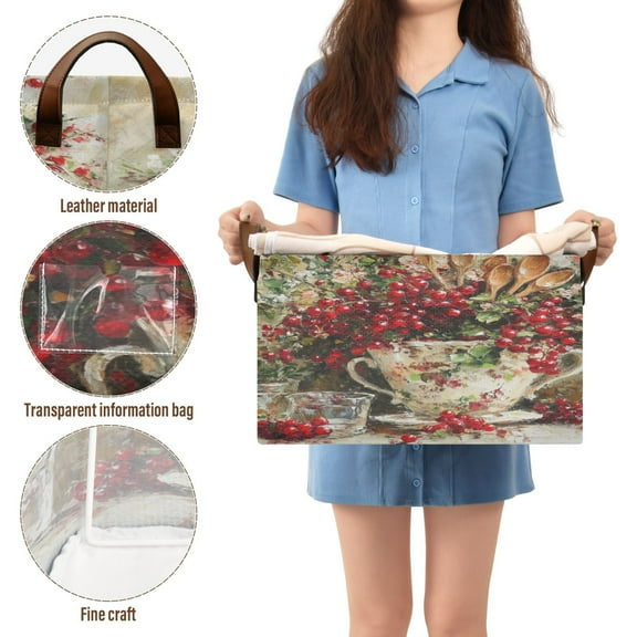 BZSMCE Collapsible Fabric Cube Storage Bins Red Cherry Pattern Design Pattern Storage Box