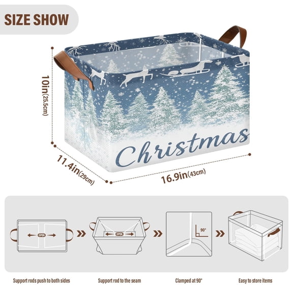 BZSMCE Collapsible Fabric Cube Storage Bins Reindeer Soaring on The Sky Pattern Print Design Pattern Storage Box