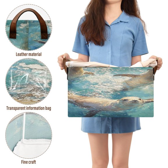 BZSMCE Collapsible Fabric Cube Storage Bins Sea-lion Play on The Ocean Design Pattern Storage Box