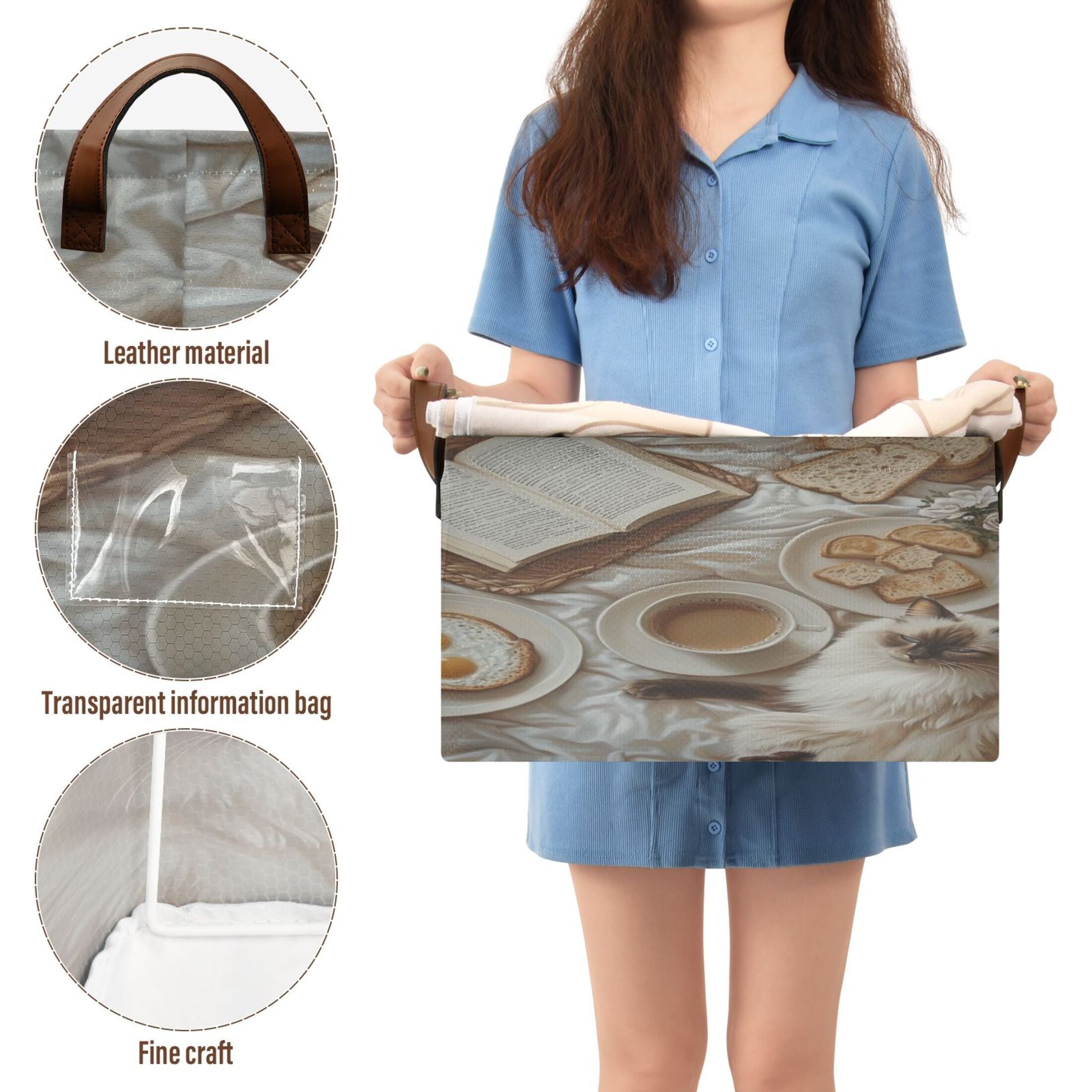 BZSMCE Collapsible Fabric Cube Storage Bins Sleep Cat Design Pattern