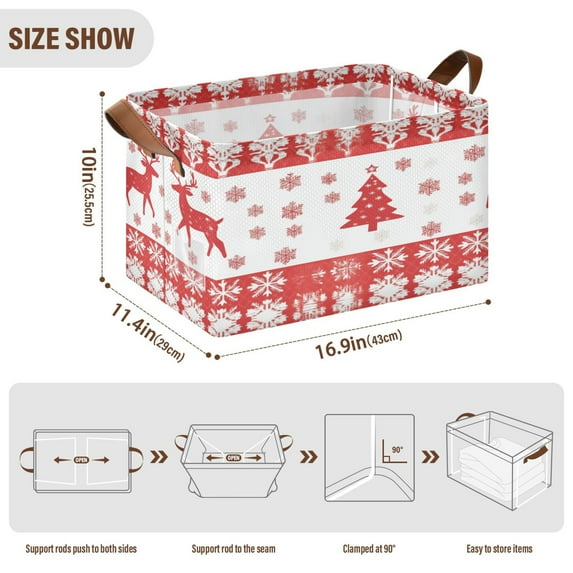 BZSMCE Collapsible Fabric Cube Storage Bins The Elegan Christmas Printing Design Pattern Storage Box