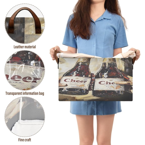 BZSMCE Collapsible Fabric Cube Storage Bins Two Bottles Of Cheer Design Pattern Storage Box