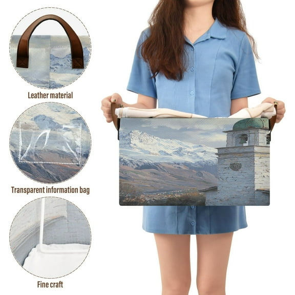 BZSMCE Collapsible Fabric Cube Storage Bins White Bell Tower and Mountain Design Pattern Storage Box