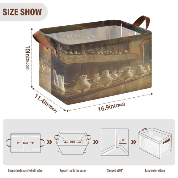 BZSMCE Collapsible Fabric Cube Storage Bins White Group Ballet Design Pattern Storage Box
