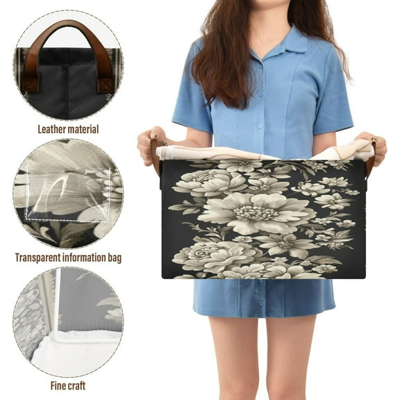 BZSMCE Collapsible Fabric Cube Storage Bins White and Black Flower Pattern Design Pattern Storage Box