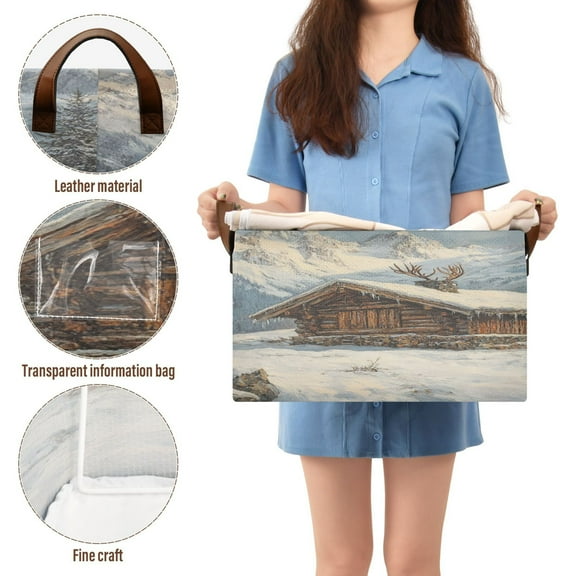 BZSMCE Collapsible Fabric Cube Storage Bins Wooden Cabin Design Pattern Storage Box