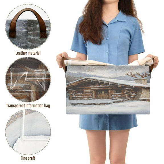 BZSMCE Collapsible Fabric Cube Storage Bins Wooden Cabin Painting Design Pattern Storage Box