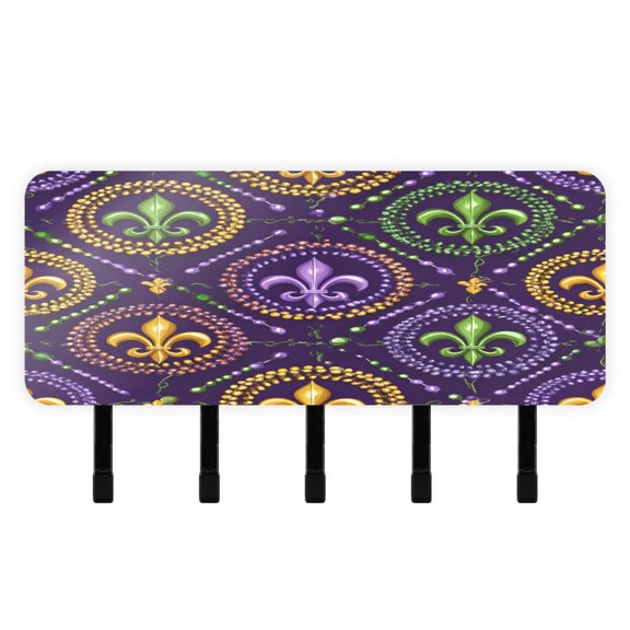 BZSMCE Colorful Iris Flowers Print Mount Hook Rack 5Hook Acrylic ReversePrint Wall Hanger With Hidden Storage Compartment
