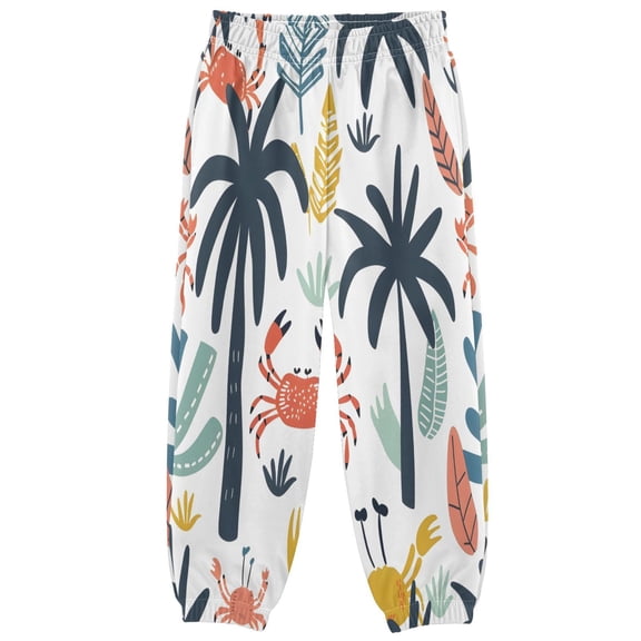 BZSMCE Colorful Summer with Palm Print Elastic Waist Jogger Pants Lightweight Wind Resistant Casual Athletic Trousers with Cuffed Ankles & Side Pockets