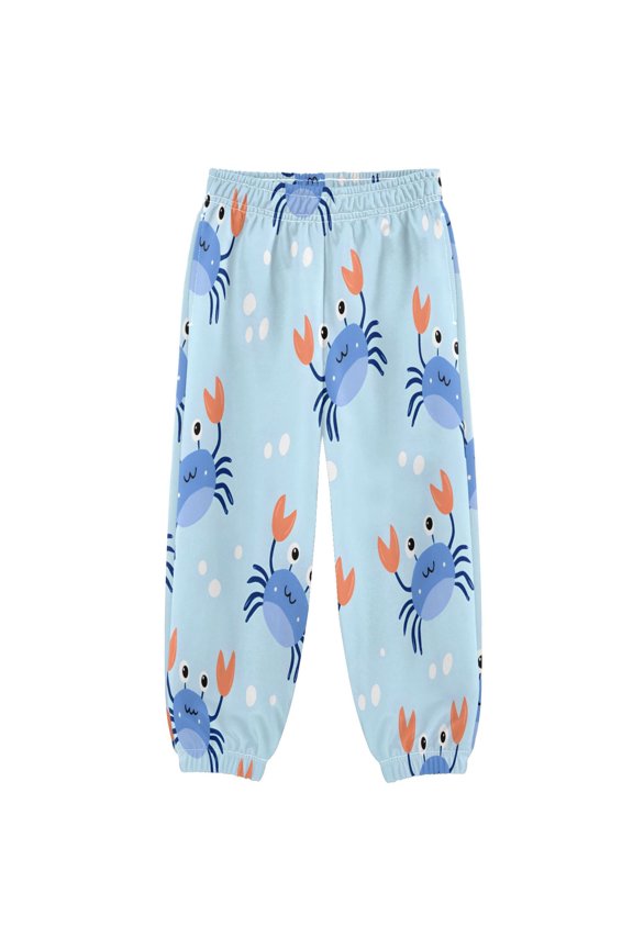 BZSMCE Crab Pattern Print Elastic Waist Jogger Pants Lightweight Wind Resistant Casual Athletic Trousers with Cuffed Ankles & Side Pockets