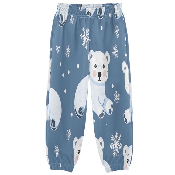 BZSMCE Cute Bear Print Elastic Waist Jogger Pants Lightweight Wind Resistant Casual Athletic Trousers with Cuffed Ankles & Side Pockets