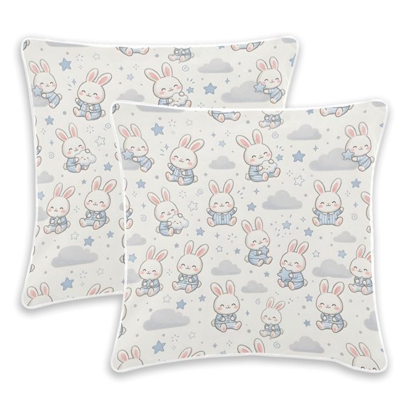 BZSMCE Cute Bunny Pattern Throw Pillow Covers Set of 2 Decorative Pillow Cases Covers for Sofa Bed Living Room