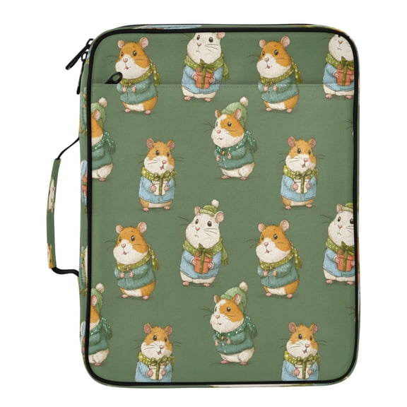 BZSMCE Cute Cartoon Hamsters in Chris Pattern Pattern Water-Resistant Filing Folder Binder Organizer Keeper 1.2 Inch 3-Ring 7-Pocket Expanding File