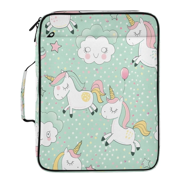 BZSMCE Cute Cartoon Unicorn Pattern Pattern Water-Resistant Filing Folder Binder Organizer Keeper 1.2 Inch 3-Ring 7-Pocket Expanding File