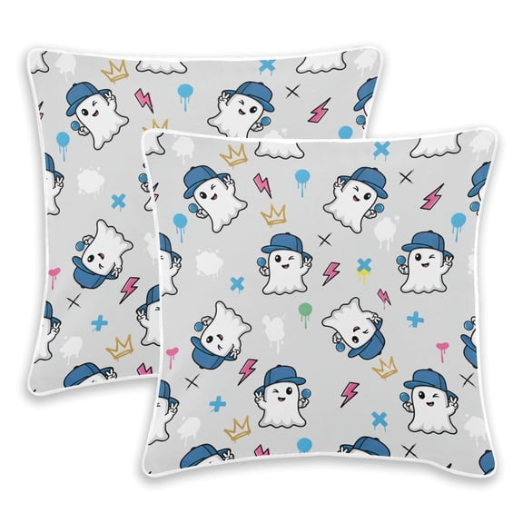 BZSMCE Cute Ghost Pattern Throw Pillow Covers Set of 2 Decorative Pillow Cases Covers for Sofa Bed Living Room