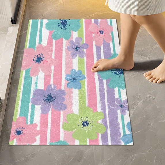 BZSMCE Cute Hibiscus Flower Pattern Pattern 2-Piece Non-Slip Absorbent ...