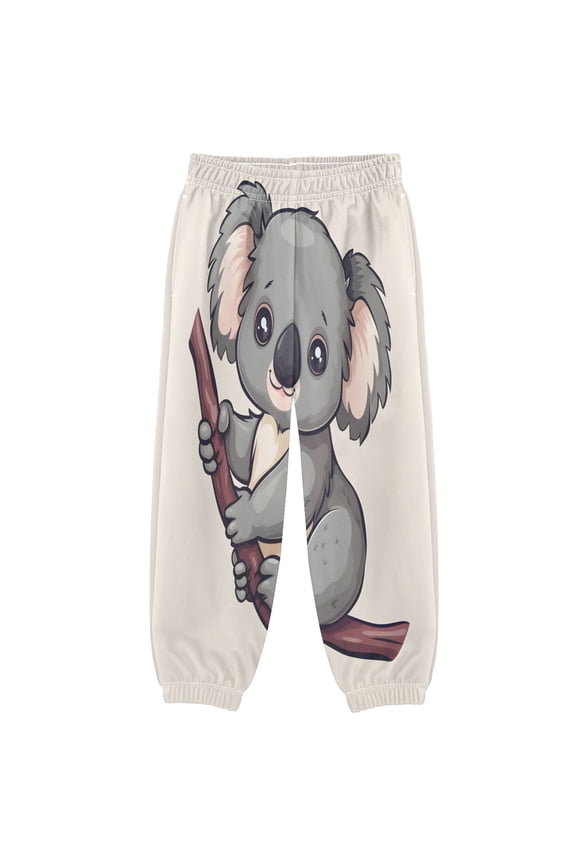 BZSMCE Cute Koala Print Elastic Waist Jogger Pants Lightweight Wind Resistant Casual Athletic Trousers with Cuffed Ankles & Side Pockets