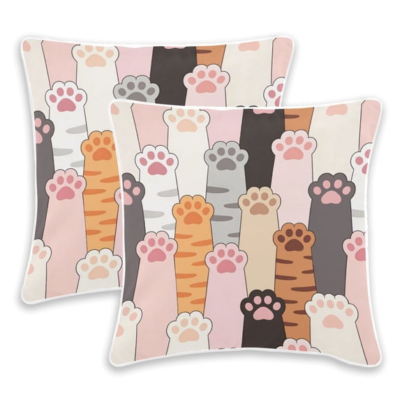 BZSMCE Cute Paw Prints Throw Pillow Covers Set of 2 Decorative Pillow Cases Covers for Sofa Bed Living Room