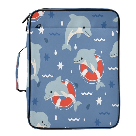 BZSMCE Cute Swimming Circle Pattern Pattern Water-Resistant Filing Folder Binder Organizer Keeper 1.2 Inch 3-Ring 7-Pocket Expanding File