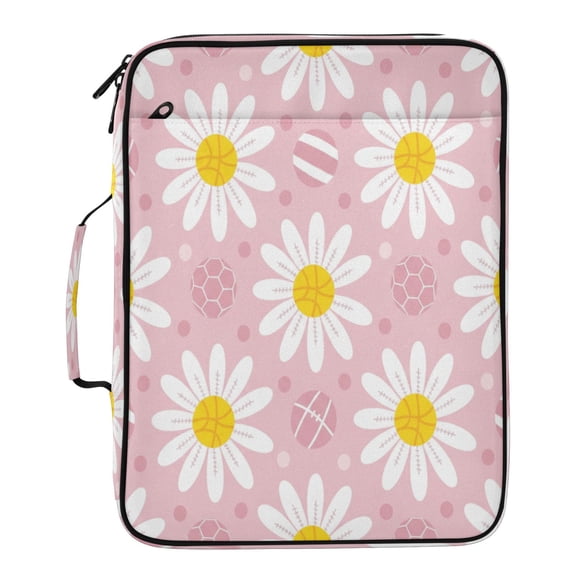 BZSMCE Daisy Flowers Polka Dots Pattern Water-Resistant Filing Folder Binder Organizer Keeper 1.2 Inch 3-Ring 7-Pocket Expanding File