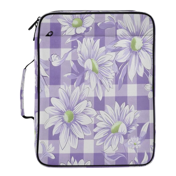 BZSMCE Daisy Purple and White Checkered Pattern Pattern Water-Resistant Filing Folder Binder Organizer Keeper 1.2 Inch 3-Ring 7-Pocket Expanding File