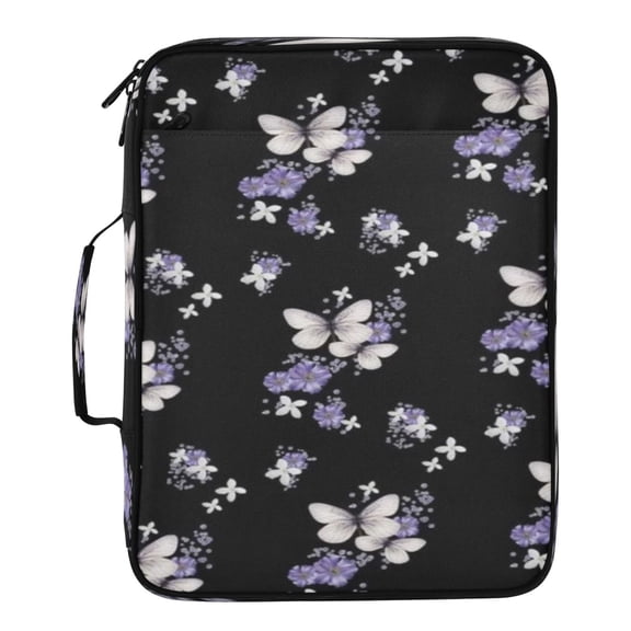 BZSMCE Dark Floral Wings Pattern Water-Resistant Filing Folder Binder Organizer Keeper 1.2 Inch 3-Ring 7-Pocket Expanding File
