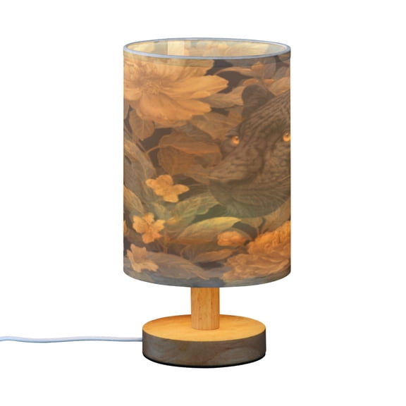 BZSMCE Decor Bedside Table Lamp Amber Eyes in A Flora Forest Printed