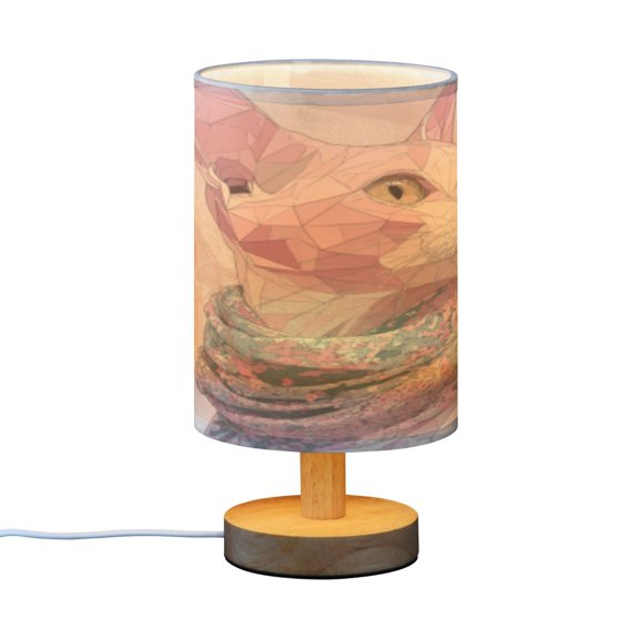 BZSMCE Decor Bedside Table Lamp Blocked Winged Cat Printed