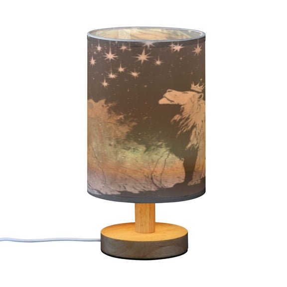 BZSMCE Decor Bedside Table Lamp Celestial Wolf under Starry Sky Printed