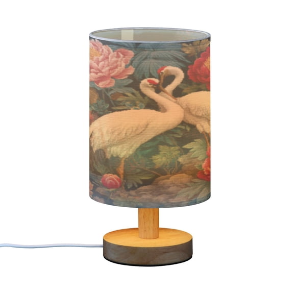 BZSMCE Decor Bedside Table Lamp Crane Duet in A Peony Paradise Printed