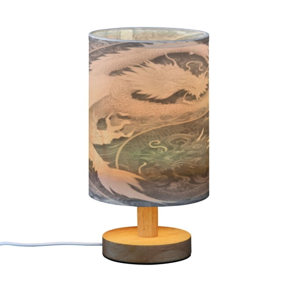 BZSMCE Decor Bedside Table Lamp Dragon and Moon Maze Printed