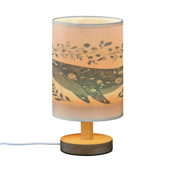 BZSMCE Decor Bedside Table Lamp Flower - Decorated Whale Art Printed