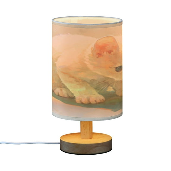 BZSMCE Decor Bedside Table Lamp Ginger Kitten & Sphere Printed