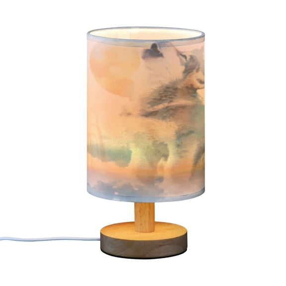 BZSMCE Decor Bedside Table Lamp Lunar Wolf Blur Printed