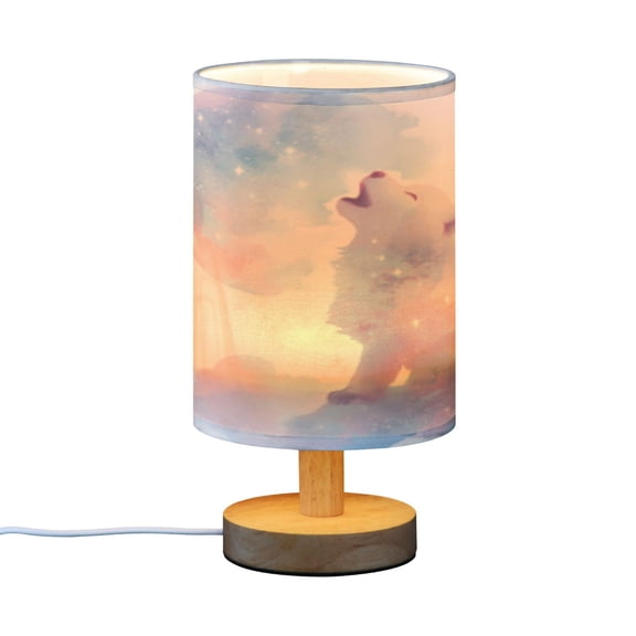 BZSMCE Decor Bedside Table Lamp Moonlit Wolf Wash Printed