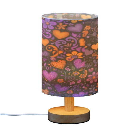 BZSMCE Decor Bedside Table Lamp Patchwork Hearts Printed
