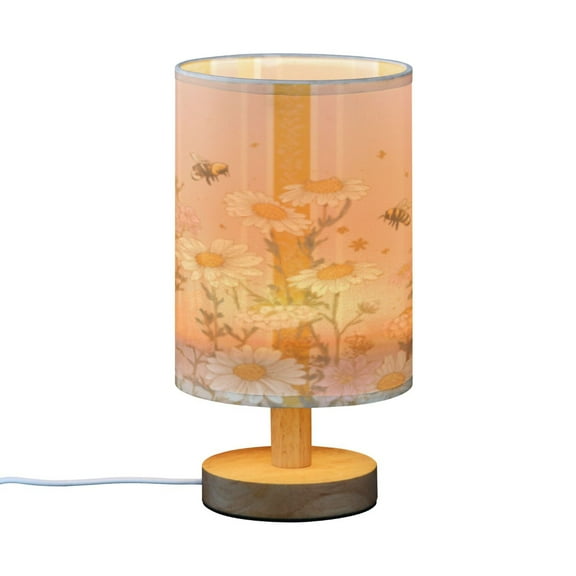 BZSMCE Decor Bedside Table Lamp Pink Puffs Printed