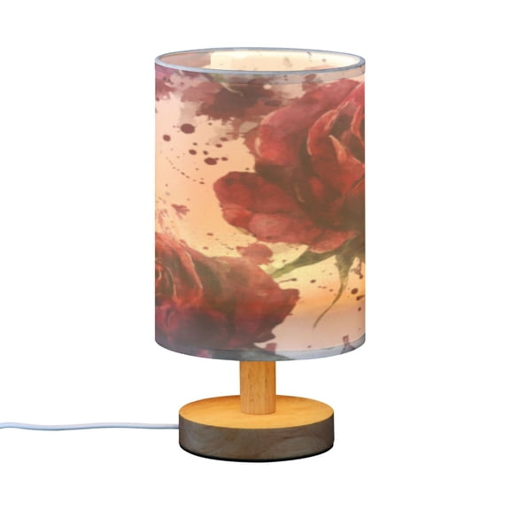 BZSMCE Decor Bedside Table Lamp Red Roses Splash Printed
