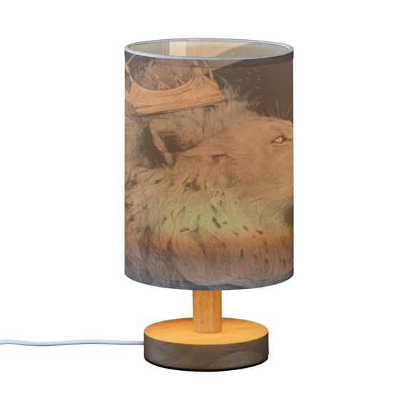 BZSMCE Decor Bedside Table Lamp Regal Lion with Crown Printed