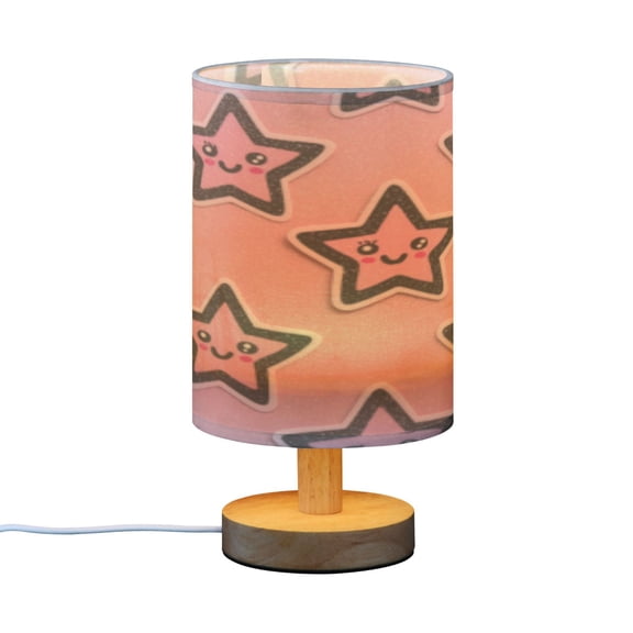 BZSMCE Decor Bedside Table Lamp Starry Pink Smiles Printed
