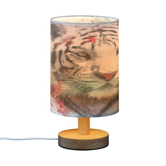 BZSMCE Decor Bedside Table Lamp White Tiger Printed