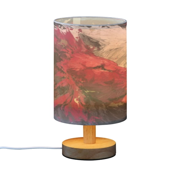BZSMCE Decor Bedside Table Lamp White and Crimson Lions Printed