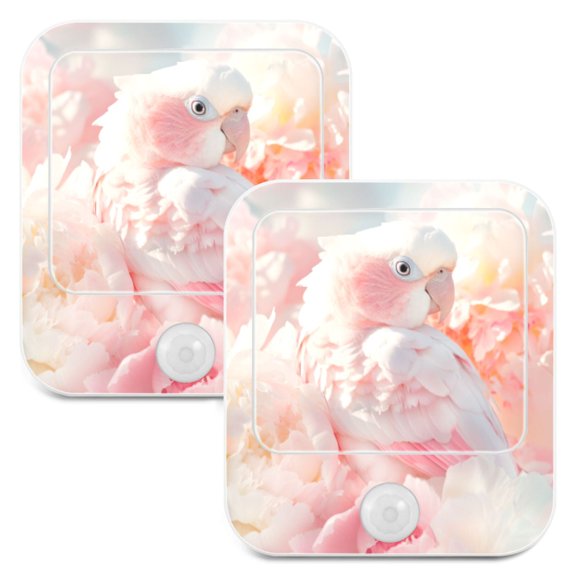 BZSMCE Decorative Feathered Bliss Print LED Night Light 2Pack Warm White Stepless Dimmable Plugin Lamp for Home Hallway Bathroom