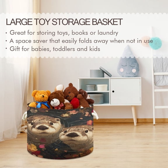 BZSMCE Decorative Storage Open Bins 20x14in In Autumn Otter Oasis Printed