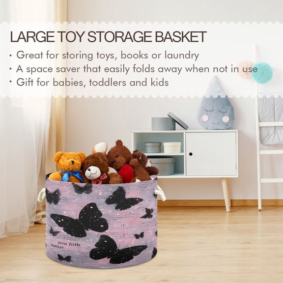 BZSMCE Decorative Storage Open Bins 20x14in In Blush Butterflies Printed